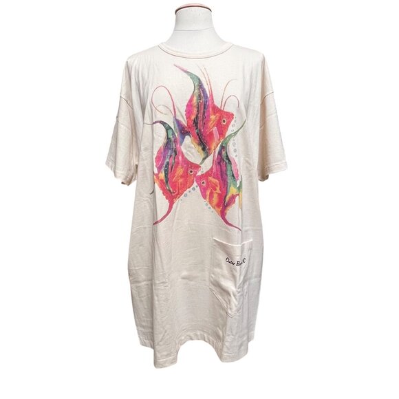 Alore Other - Outer‎ Banks T-Shirt Dress /Swim Coverup Pocket OSFM Cotton Multicolor Koi Fish